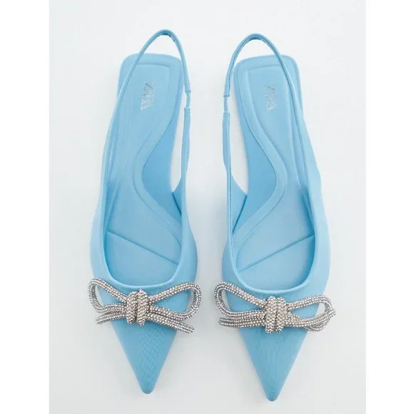Zara Embellished Bow Flat Mules